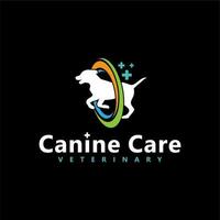 hond Gezondheid kliniek logo, petcare veterinair met hond silhouet voor dier ziekenhuis vector