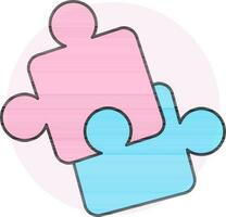 puzzel icoon in roze en blauw kleur. vector