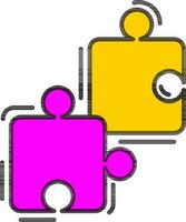 decoupeerzaag of puzzel icoon in roze en geel kleur. vector