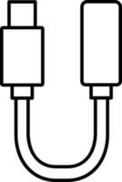 macht bank verbonden USB kabel icoon in lijn kunst. vector