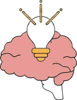 verlichte lamp en hersenen icoon voor idee of brainstorm. vector