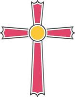 Jezus kruis icoon in rood en geel kleur. vector