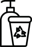 lijn kunst illustratie van hand- wassen fles met recycling glas icoon. vector