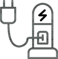 ev of elektrisch opladen station icoon in zwart lijn kunst. vector