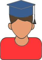 illustratie van gezichtsloos diploma uitreiking jongen vervelend baret icoon. vector