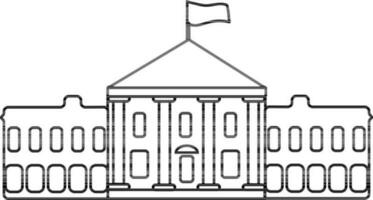 vlag Aan Capitol gebouw in zwart lijn kunst. vector
