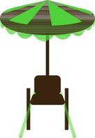 paraplu icoon met stoel voor zittend concept in geïsoleerd. vector