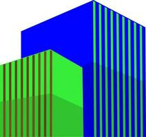 vlak stijl gebouw in blauw en groen kleur. vector