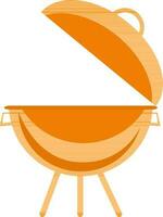 vlak illustratie van een oranje bbq grillen. vector