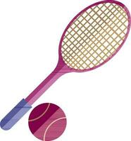 tennis racket met roze bal. vector