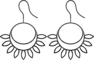 bloemen ronde vorm laten vallen oorbellen icoon in zwart lijn kunst. vector
