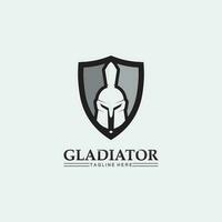 Spartaanse helm, gladiator logo sjabloon vector pictogram ontwerp, hoofd icoon van krijgers, soldaat