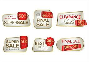 super sale gouden retro badges en labels collectie vector