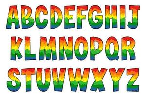handgemaakt regenboog brieven. kleur creatief kunst typografisch ontwerp vector
