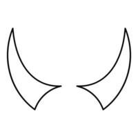 toeter van duivel hoorns monster van hel halloween carnaval concept demon Satan onheil contour schets lijn icoon zwart kleur vector illustratie beeld dun vlak stijl