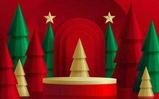 3D-podium ronde podiumstijl, voor prettige kerstdagen en gelukkig nieuwjaar vector