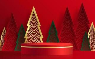 3D-podium ronde podiumstijl, voor prettige kerstdagen en gelukkig nieuwjaar vector