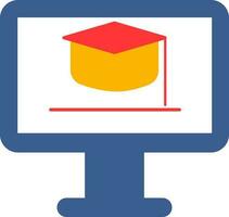 diploma uitreiking pet in toezicht houden op scherm icoon voor online aan het leren of onderwijs. vector