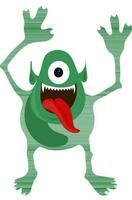 groen halloween monster met rood tong. vector