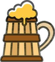 houten stijl mok van bier icoon icoon in bruin en geel kleur. vector