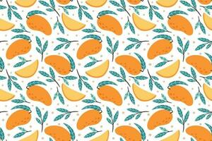 naadloos mango patroon. hand- getrokken tekening fijnproever zoet mango's vector achtergrond illustratie