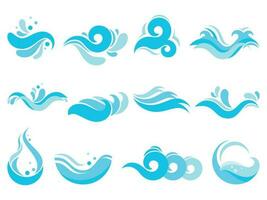 zee water plons. spa zwembad golven, oceaan surfen tij en wateren wervelingen geïsoleerd vector pictogrammen illustratie reeks
