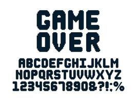 computer 8 beetje spel lettertype. retro video spellen pixel alfabet, 80s gaming typografie ontwerp en pixels brieven vector reeks