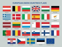 Europese unie landen vlaggen. Europa reizen staten, EU lid land vlag vector reeks