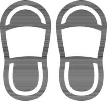 zwart en wit illustratie van slippers icoon. vector