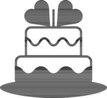 vlak stijl hart versieren taart icoon in zwart en wit kleur. vector