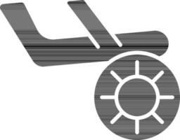 zwart en wit virus met vliegtuig icoon in vlak stijl. vector