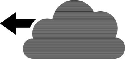 glyph wolk met links richting pijl icoon in vlak stijl. vector
