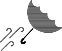 wind paraplu glyph icoon in vlak stijl. vector