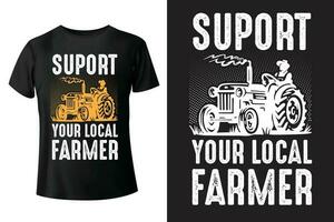 ondersteuning uw lokaal boer t-shirt ontwerp en vector-sjabloon vector