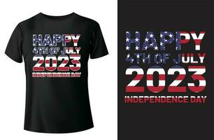 gelukkig 4e van juli 2023 onafhankelijkheid dag t-shirt ontwerp en vector