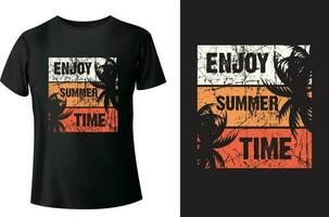 genieten zomer tijd zomer typografie t-shirt ontwerp en vector-sjabloon vector