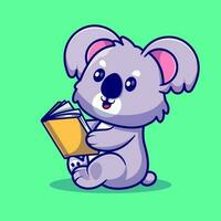 schattig koala lezing boek tekenfilm . dier onderwijs icoon concept geïsoleerd . vlak tekenfilm stijl. vector