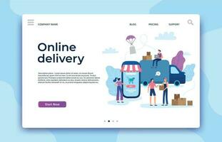 online boodschappen doen landen bladzijde. winkel website, modern op te slaan bedrijf Pagina's en ecommerce internet betaling vector concept illustratie