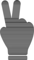 zwart en wit icoon van vrede of zege hand- gebaar. vector