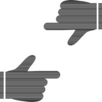 vlak zwart en wit icoon van kader hand- gebaar. vector
