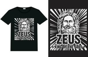 Zeus koning van de goden t-shirt ontwerp en sjabloon vector