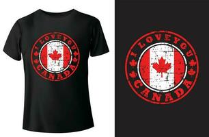 ik liefde u Canada typografie t-shirt ontwerp en vector-sjabloon vector