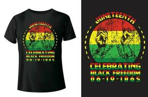 juneteenth vieren zwart vrijheid 1865 t-shirt ontwerp en vector illustratie