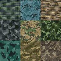 khaki textuur. camouflage kleding stof naadloos patronen, leger kleren texturen en leger afdrukken vector patroon achtergrond