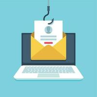 phishing e-mail. namaak Log in bladzijde, e-mail Aan haak, malware privacy bescherming vector concept illustratie