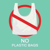 Nee plastic Tassen. eco boodschappen doen tas, markt recycle Tassen en hou op gebruik makend van kunststoffen vector illustratie