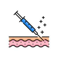 huid zorg injectie, dermatologie lijn icoon vector