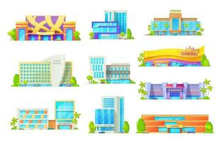 vlak gebouwen van hotels en casino architectuur vector