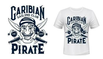 piraat t-shirt afdrukken mockup van het zeilen sport club vector