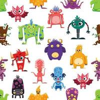 tekenfilm monster grappig tekens naadloos patroon vector